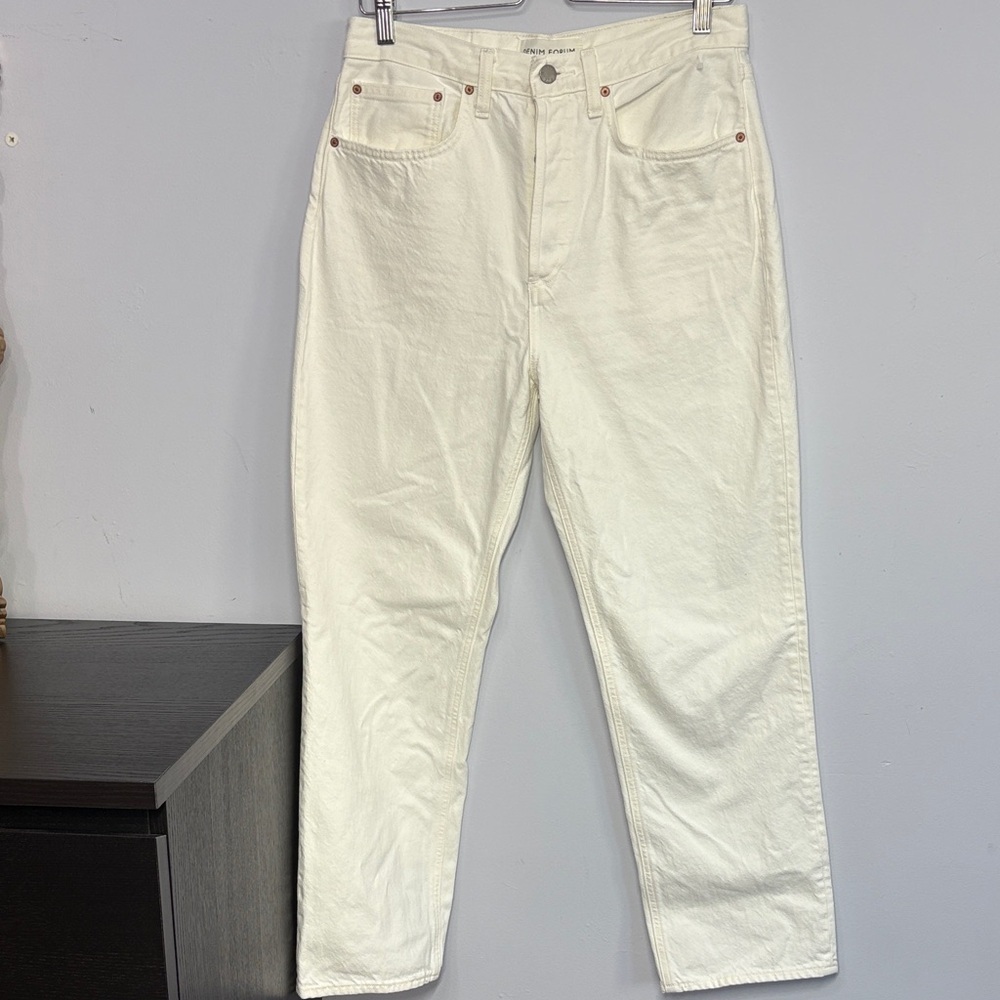 Denim Forum The Joni High Rise Loose Off White Jeans